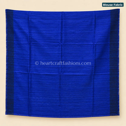 Desi Tusser Royal Blue Madhubani Geometric Motif Saree