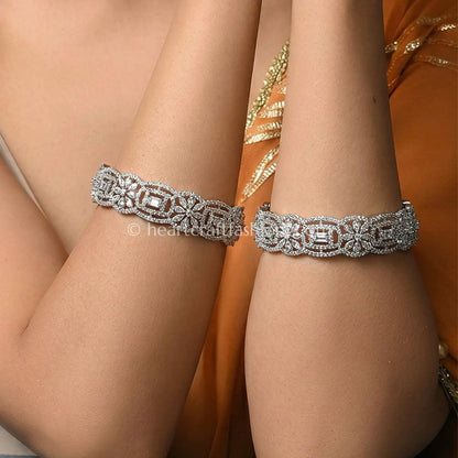 Diamond White Crystal Sparkle Openable Kada