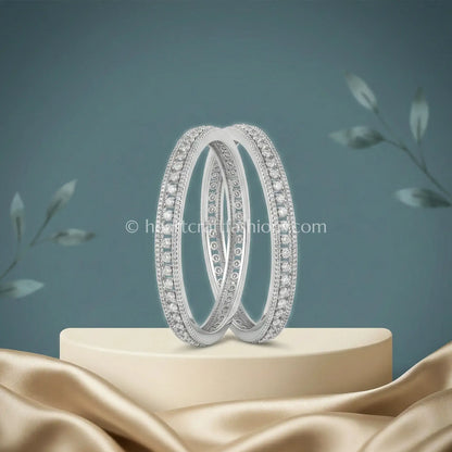 Diamond White Zircon Classic Non-Openable Bangles