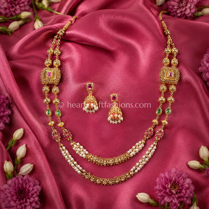 Double Layer Heritage Matarmala Set (Gold finish)