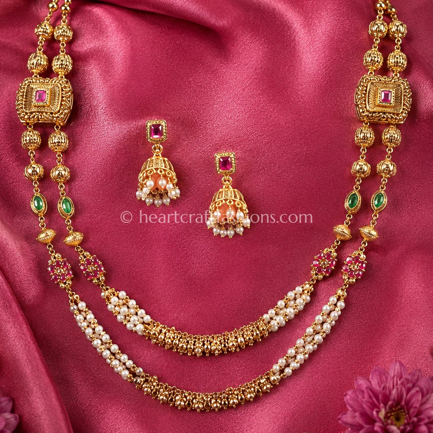 Double Layer Heritage Matarmala Set (Gold finish)