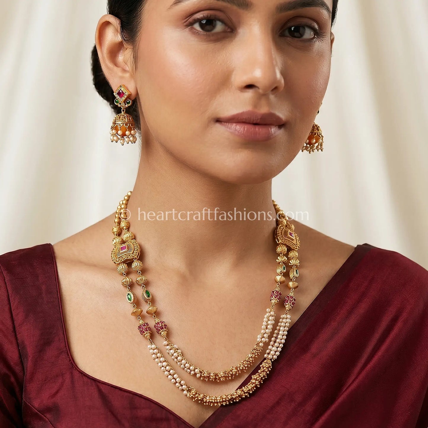 Double Layer Heritage Matarmala Set (Gold finish)