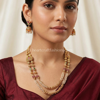 Double Layer Heritage Matarmala Set (Gold finish)