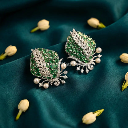 Doublet Zircon Halo Stud Earrings – Mint Green