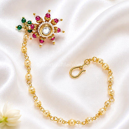 Dual-Tone Ruby & Emerald Maharashtrian Kundan Nath