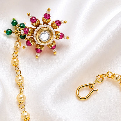 Dual-Tone Ruby & Emerald Maharashtrian Kundan Nath