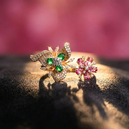 Dual Bloom Garden Statement Ring