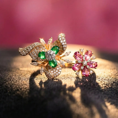 Dual Bloom Garden Statement Ring