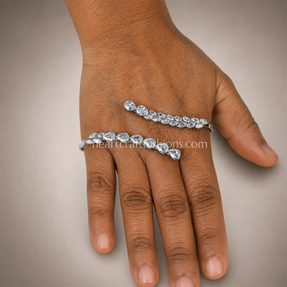 Dual Wave Pear-Cut Zircon Palm Cuff / Handcuff