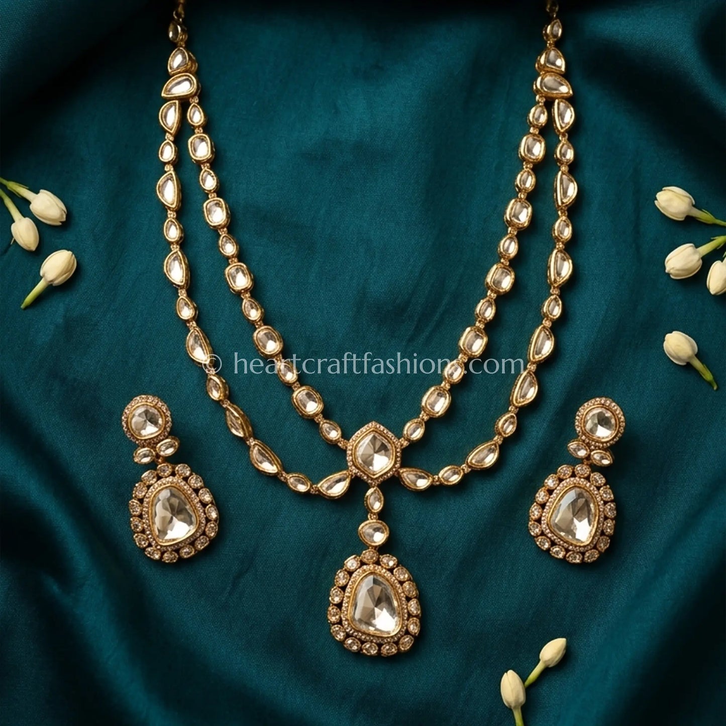 Elegant Moissanite Polki Layered Necklace