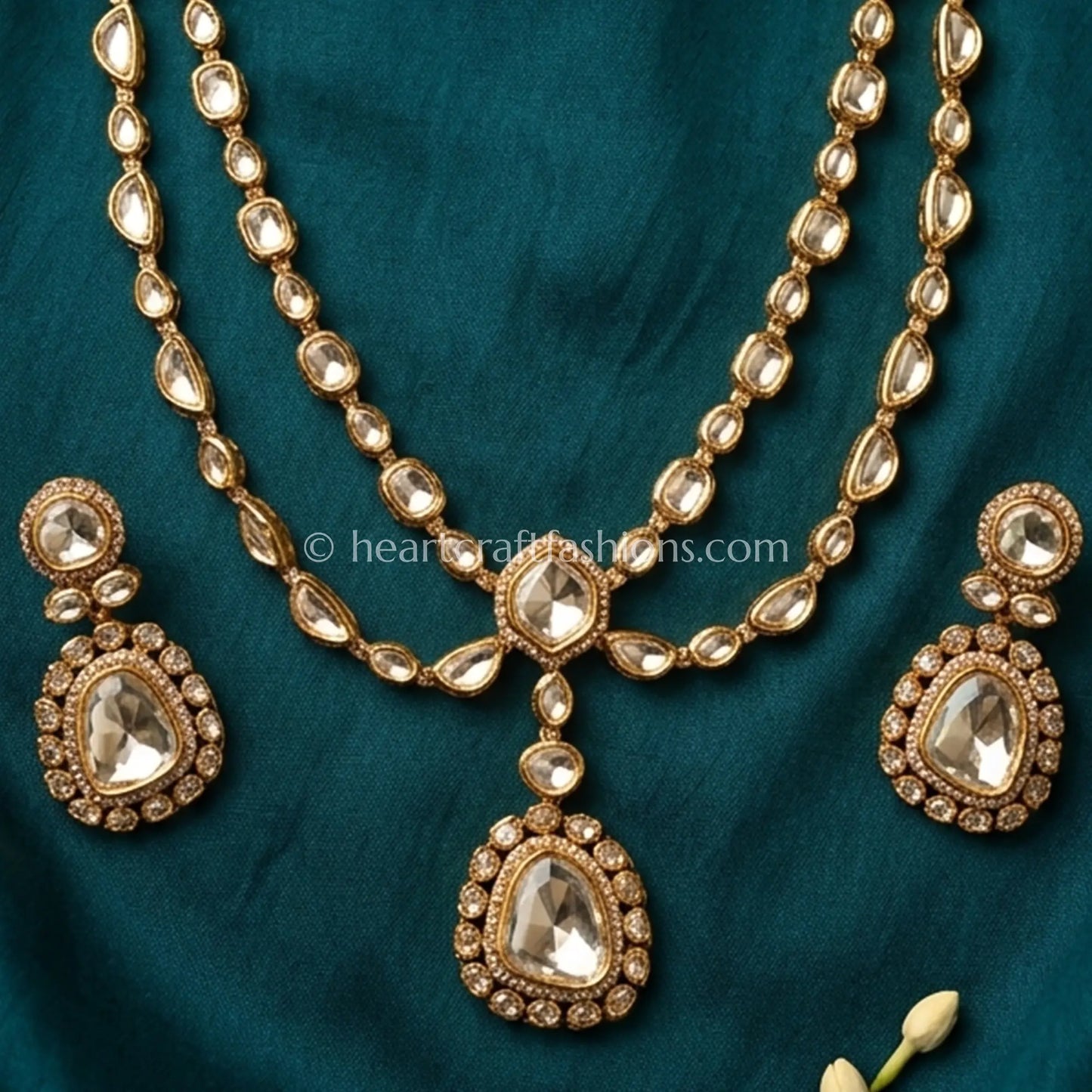 Elegant Moissanite Polki Layered Necklace