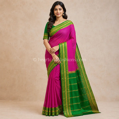 Elegant Emerald Green Bangalore Silk Saree