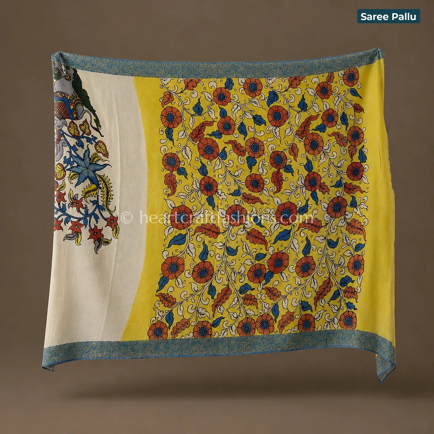 Elegant Floral Kalamkari Crepe Saree