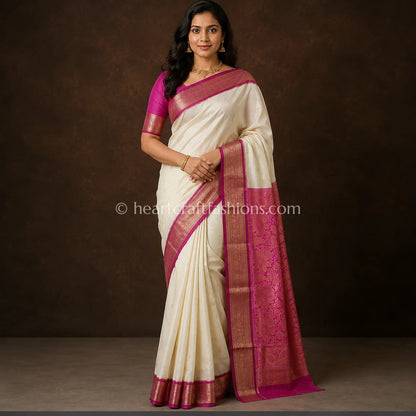 Elegant Rani Pink Bangalore Silk Saree