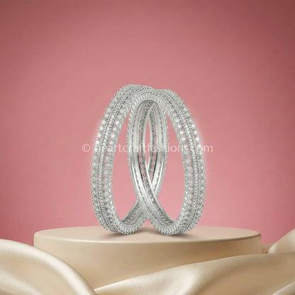 Elegant Twinkle Zircon Non-Openable Bangles (Set of 2)