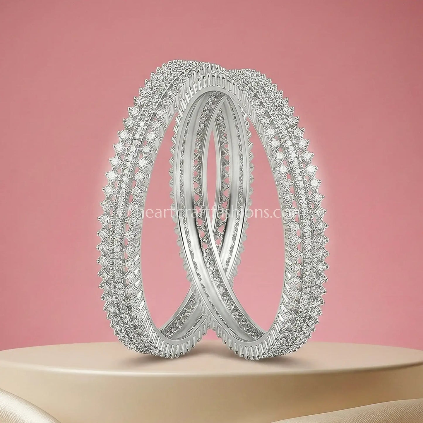 Elegant Twinkle Zircon Non-Openable Bangles (Set of 2)