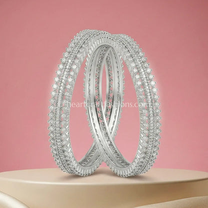 Elegant Twinkle Zircon Non-Openable Bangles (Set of 2)