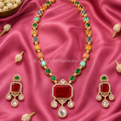 Elegant Sunehri Kundan Green Semi-Precious Rani Haar