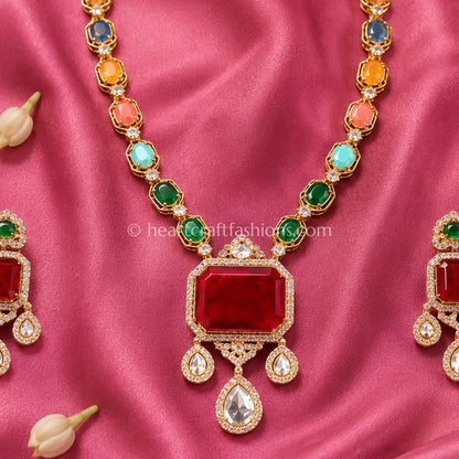 Elegant Sunehri Kundan Green Semi-Precious Rani Haar