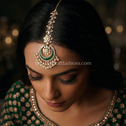 Emerald Arch Polki Maang Tikka