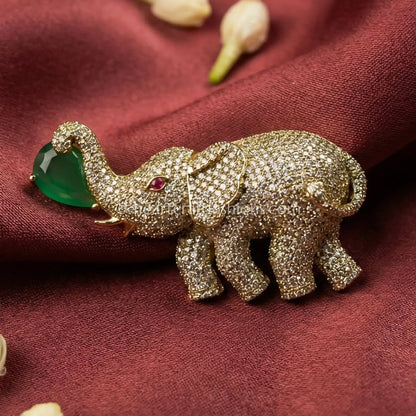 Emerald Beak Swan Crystal Designer Brooch