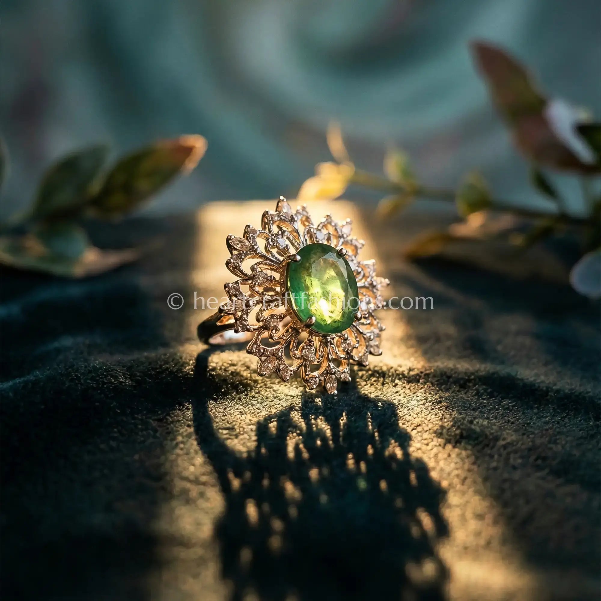 Emerald Bloom Zircon Ring