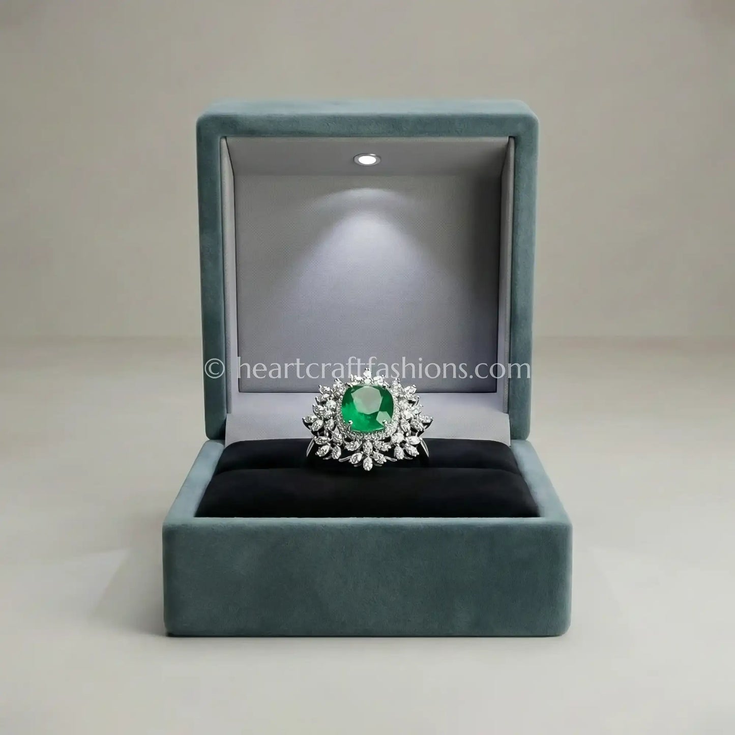 Emerald Bloom Zircon Ring