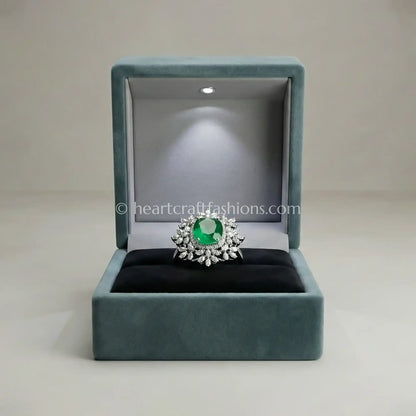 Emerald Bloom Zircon Ring