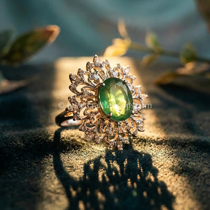 Emerald Bloom Zircon Ring