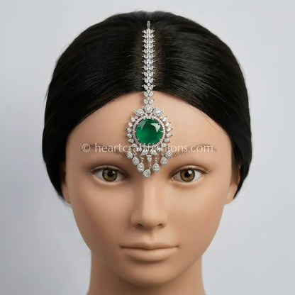 Emerald Crystal Bridal Maang Tikka