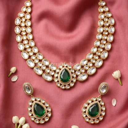 Emerald Elegance Polki Doublet Choker