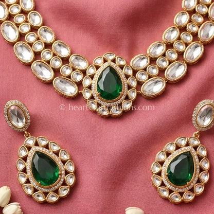 Emerald Elegance Polki Doublet Choker