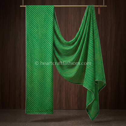 Emerald Green Chiffon Leheriya Dupatta