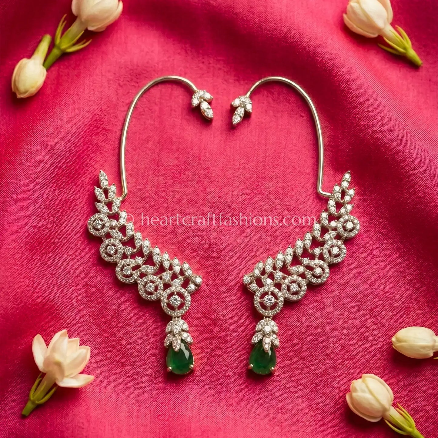 Emerald Green Drop Zircon Swirl Ear Cuff
