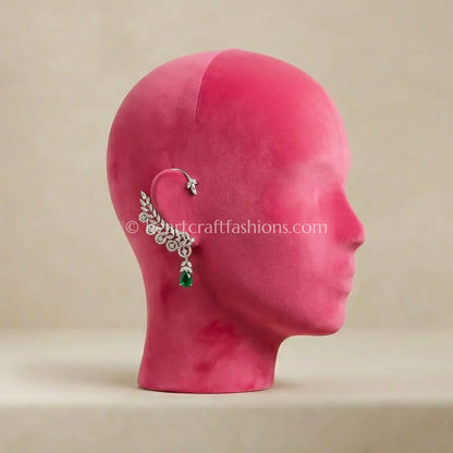 Emerald Green Drop Zircon Swirl Ear Cuff