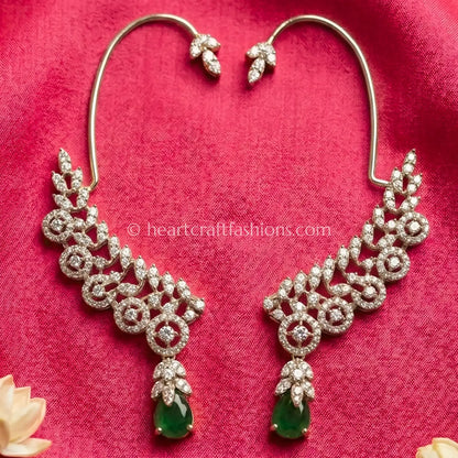 Emerald Green Drop Zircon Swirl Ear Cuff
