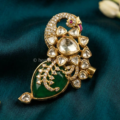Emerald Green Kundan Floral Designer Brooch