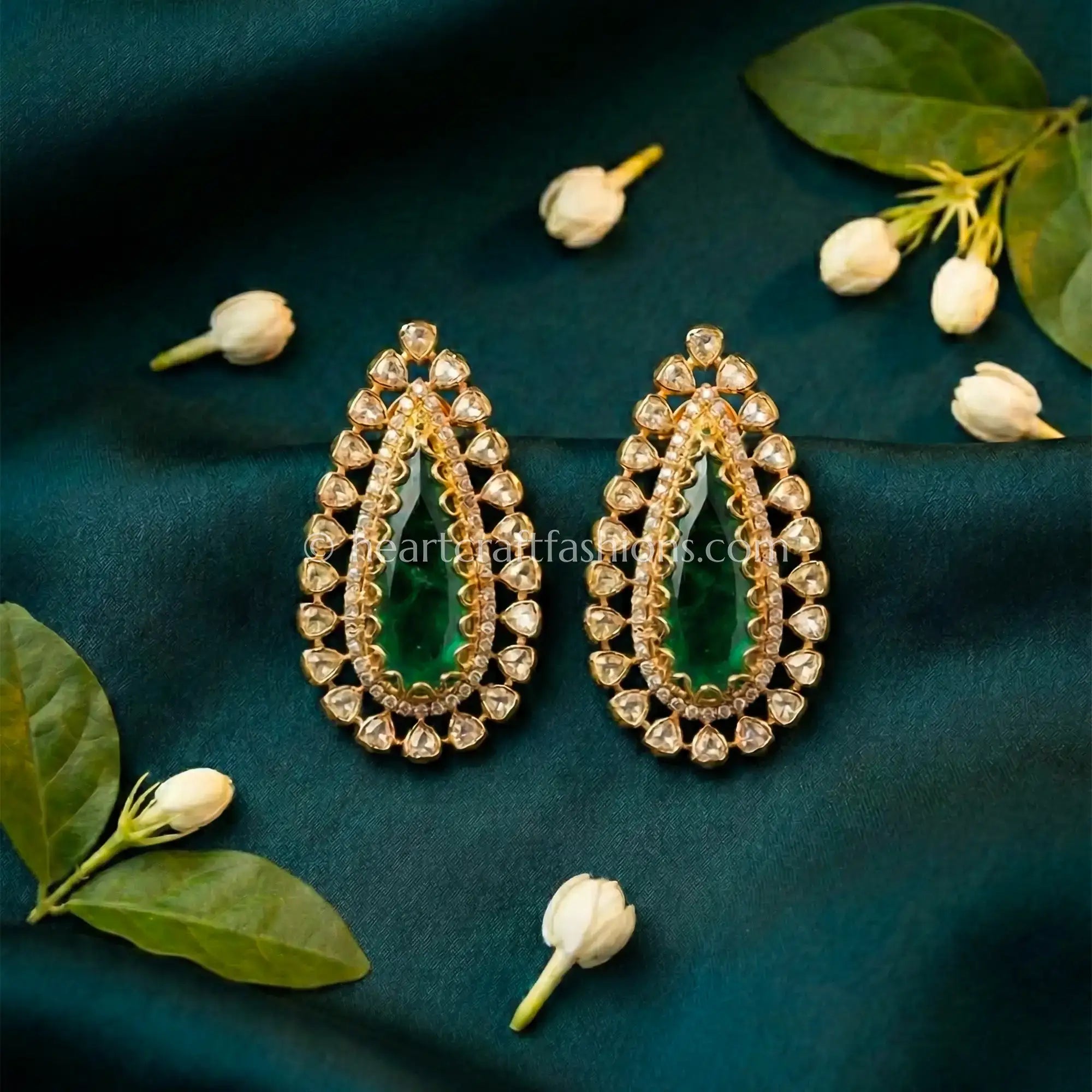 Emerald Green Doublet Royal Moissanite Stud