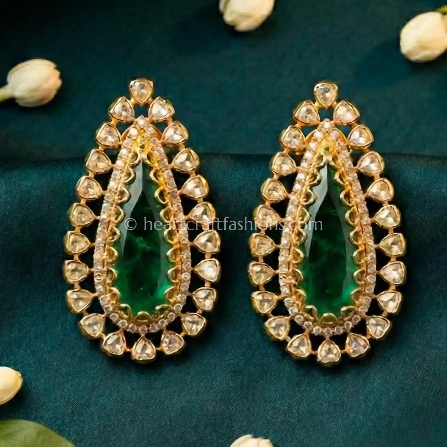 Emerald Green Doublet Royal Moissanite Stud