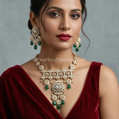 Emerald Green Moissanite Pendant Necklace Set
