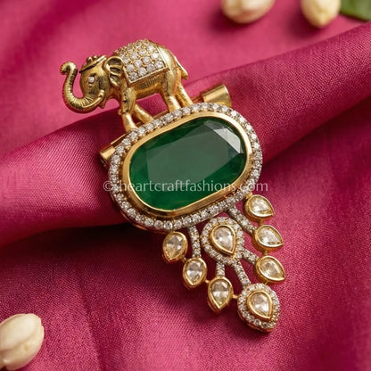 Emerald Green Royal Kalangi Brooch