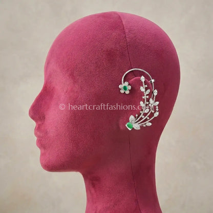 Emerald Green Zircon Floral Vine Ear Cuff