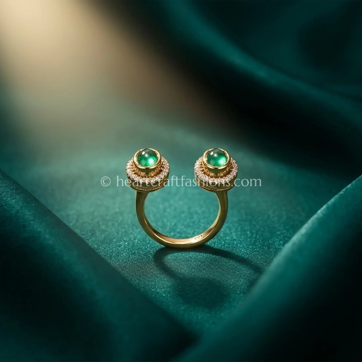 Emerald Halo Moissanite Adjustable Ring