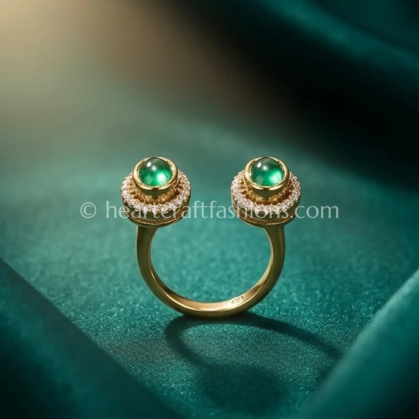 Emerald Halo Moissanite Adjustable Ring