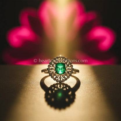 Emerald Halo Statement Ring