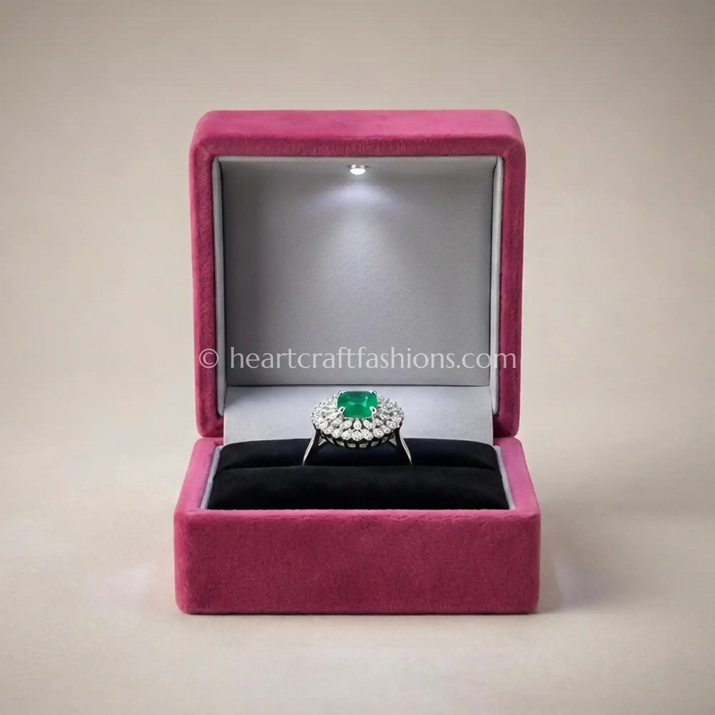 Emerald Halo Statement Ring