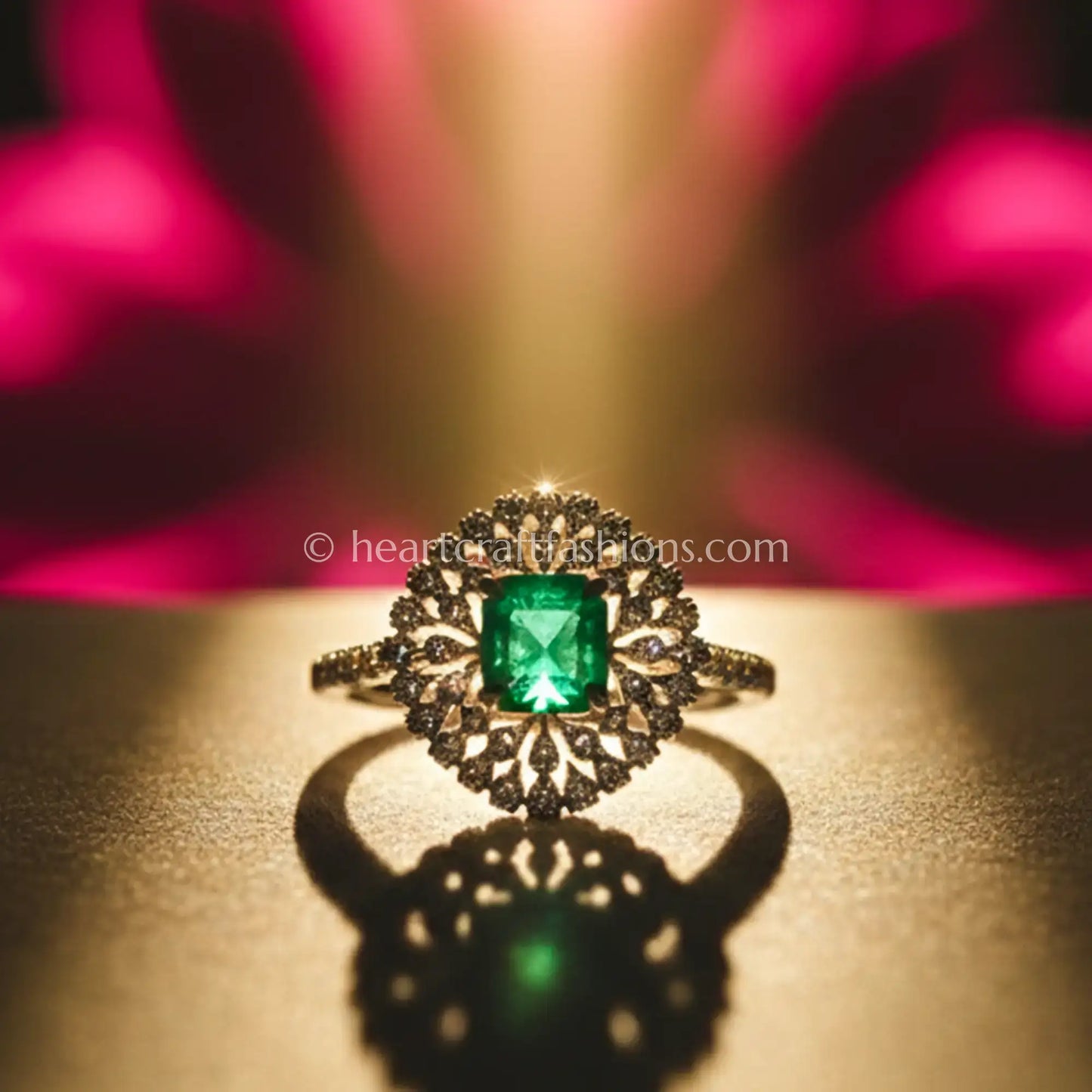Emerald Halo Statement Ring