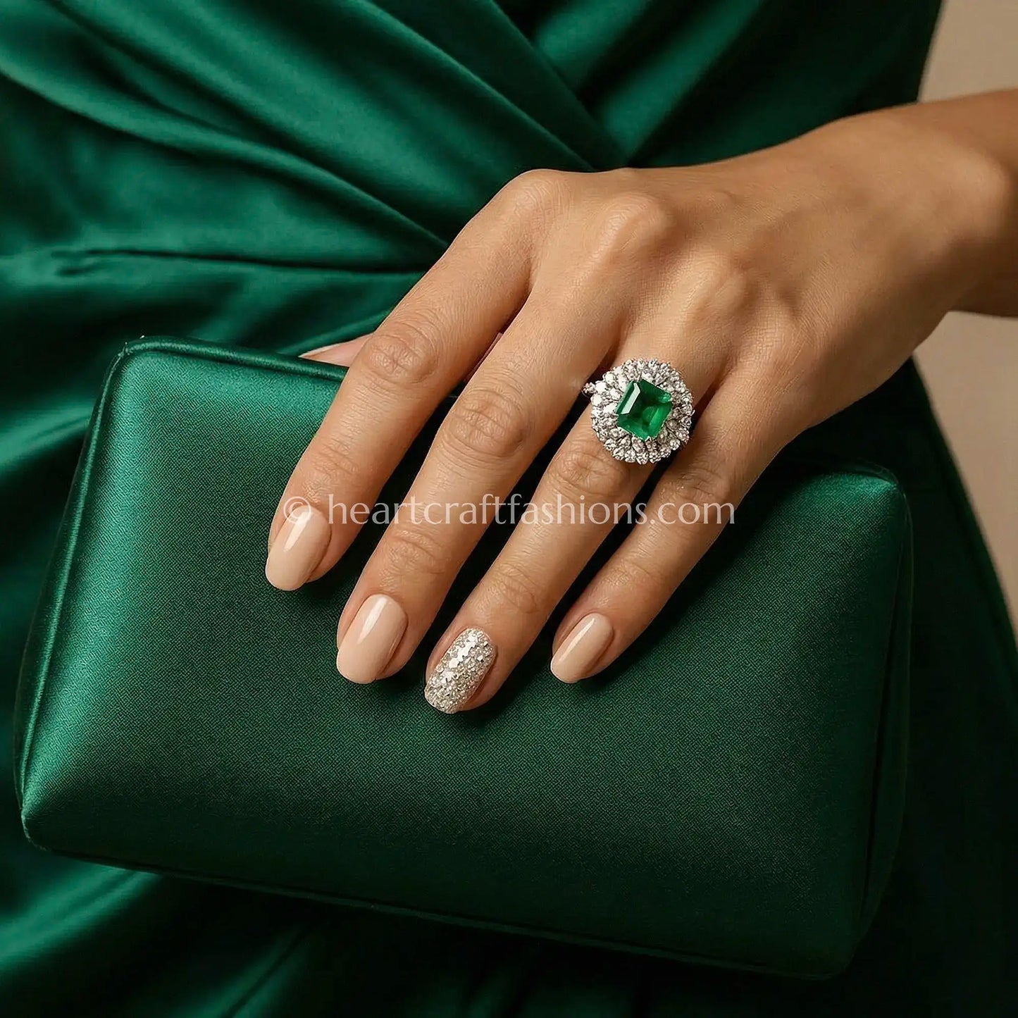 Emerald Halo Statement Ring