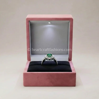 Emerald Halo Teardrop Statement Ring