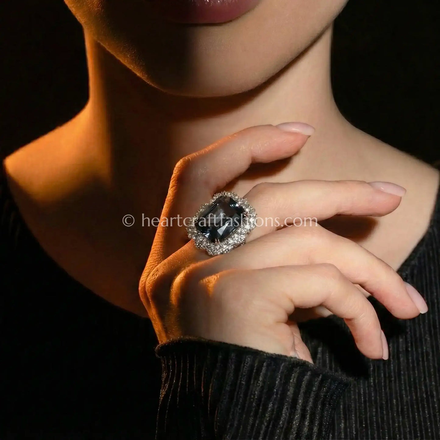 Emerald Majesty Double Halo Statement Ring